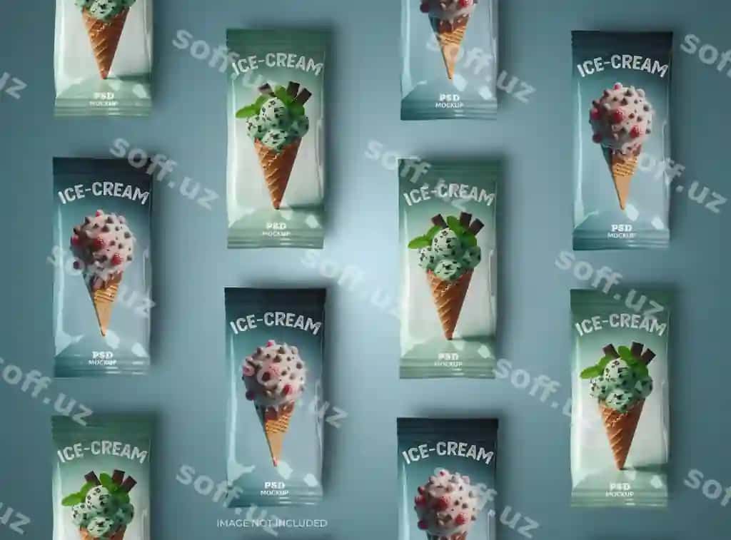 3d renderlangan mockup shabloni glossiy umumiy yopiq muz quti paketi | 3d rendered mockup template glossy generic sealed icecream packaging