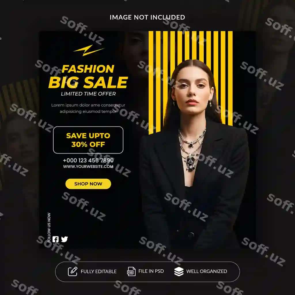 Moda taklif noaniy ijtimoiy tarmoqlar facebook instagram post | Fashion offer unique social media facebook instagram post
