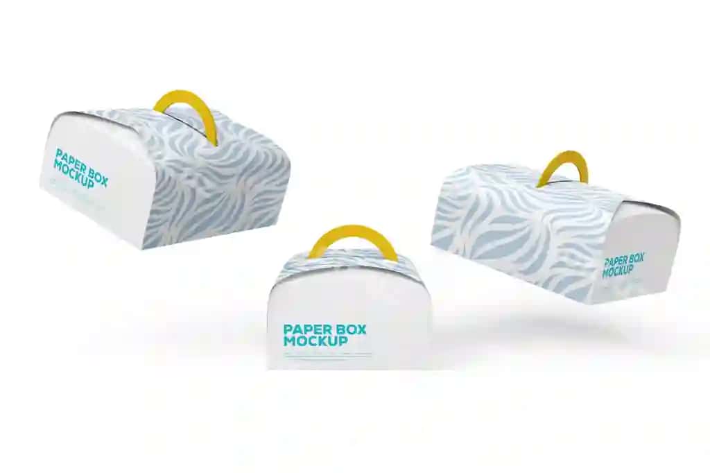 Qog'oz quti qadoqi psd namunasi brendlash | Paper box packaging psd mockup branding