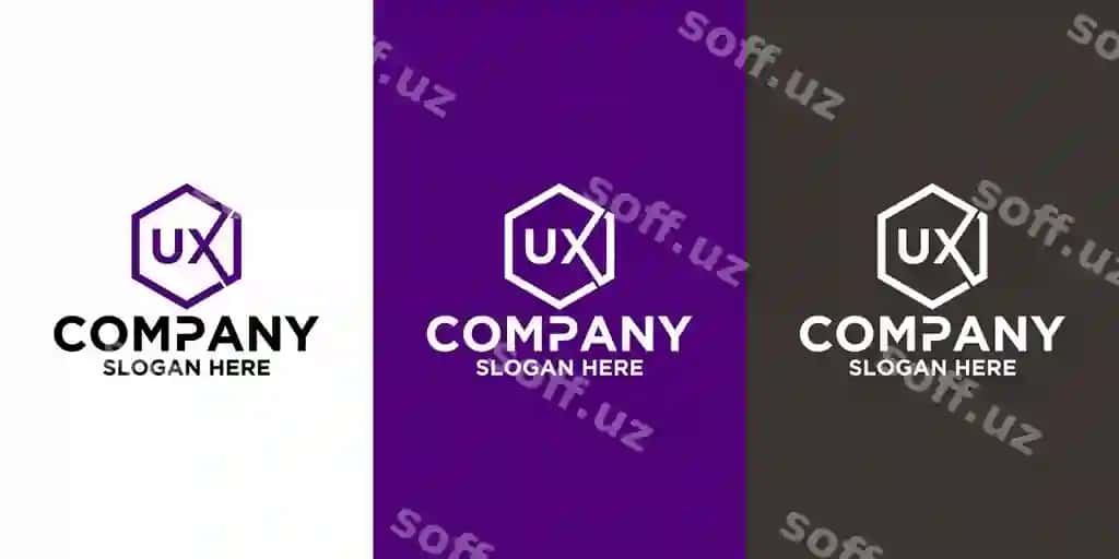 Bosh harf U X logotipi olburchak vektor dizayn shabloni | Initial letter u x logo hexagon vector design template