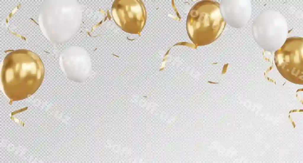 3d render o'tpash sharqillar konfetti bilan tabriklash banneri | 3d render golden balloons confetti with celebration banner