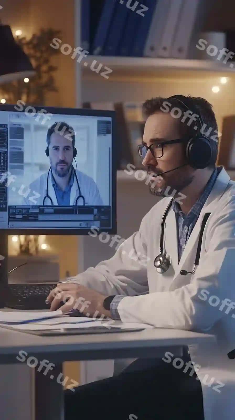 Shifokor bemor bilan virtual konsultatsiya o'tkazmoqda | Doctor conducting virtual consultation with patient