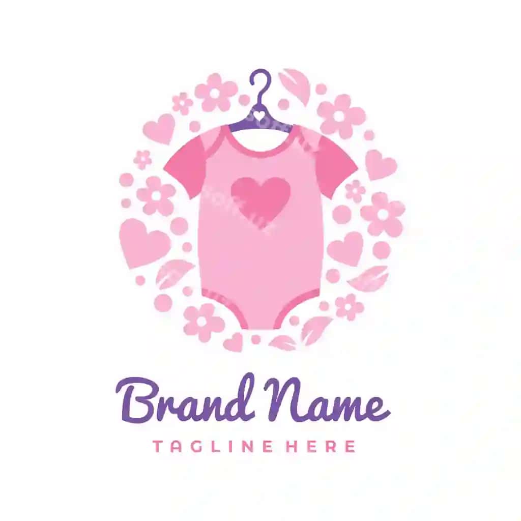 Doira gullar bolalar kiyimlari logo dizayni | Circle flowers baby clothes logo design