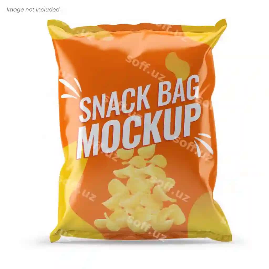 Sneklari uchun pochka namunasi va kartoshka chiplari uchun packeta namunasi | Snacks pouch mockup potato chips packaging bag mockup
