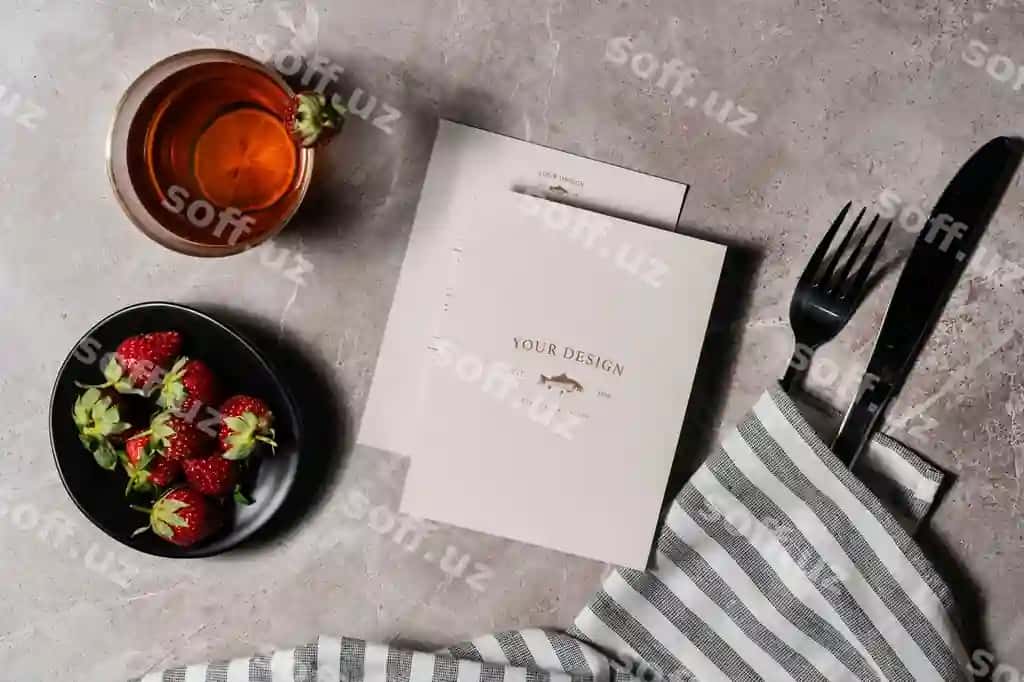 Brunch menyusi namunasi sahnasi bilan | Brunch menu mock up with scene