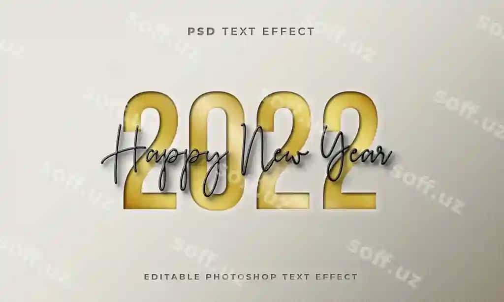 3D Baxtiyor yangi yil 2022 matn effekti shabloni | 3d happy new year 2022 text effect template