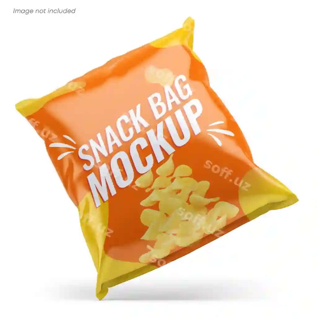 Snacklar poez mockup kartoshka chiplari packeta mockup | Snacks pouch mockup potato chips packaging bag mockup