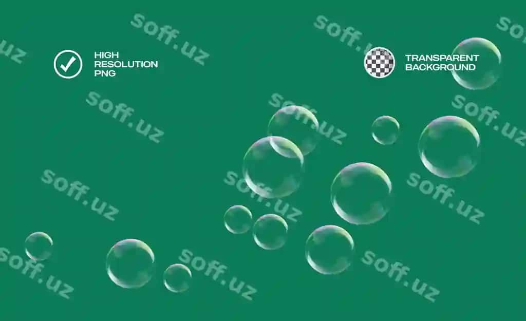 Gazlangan ajraltirilgan shaffof fonda PNG grafik element | Bubbles isolated transparent background png graphic element
