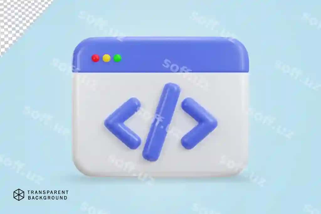 3d kod ikon oyna ajralangan shaffof orqa fon | 3d code icon window isolated transparent background