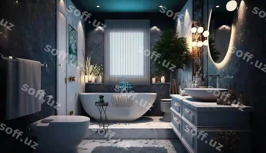 Zamonaviy hammom plitkalari chilgan ichki dizayn AI tomonidan yaratilgan rasm | Modern bathroom tiles wash basin interior design ai generated image
