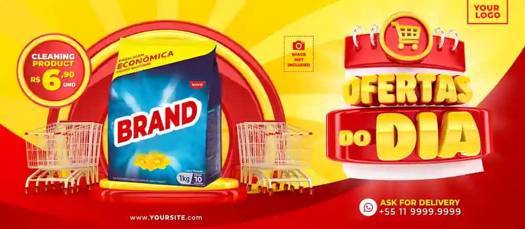 Marketing kampaniyasi brazil shablon dizayn 3d render | Marketing campaign brazil template design 3d render