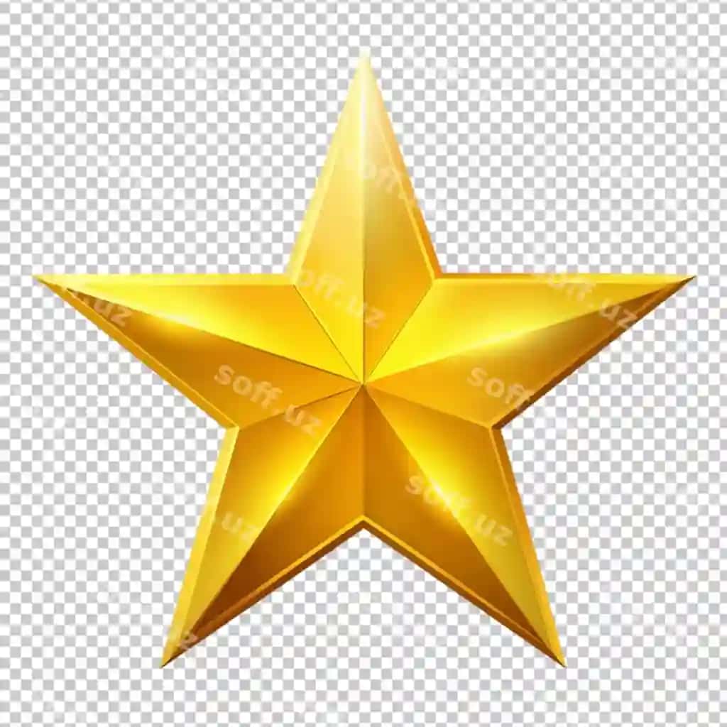 Uch o'lchovli sariq yulduz ajraltirilgan oq fonda | 3d yellow star isolated white background