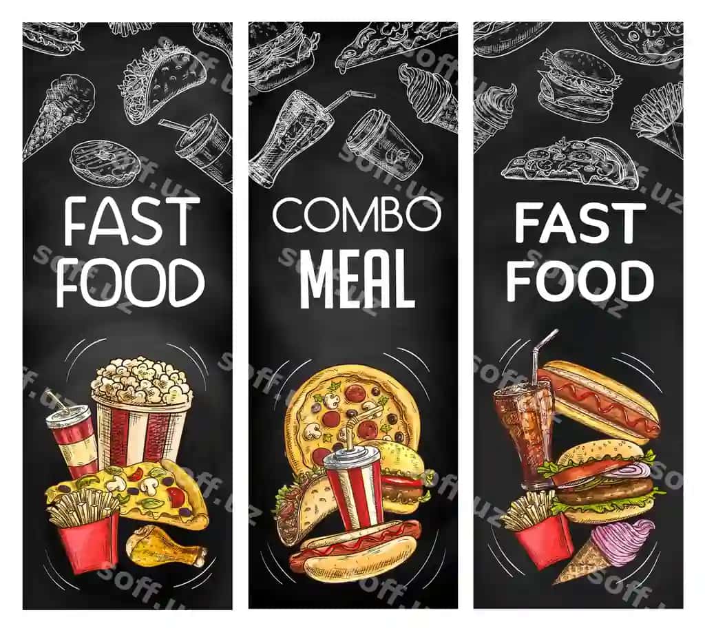 Fasst food chalkboard black banners | Fasst food chalkboard black banners
