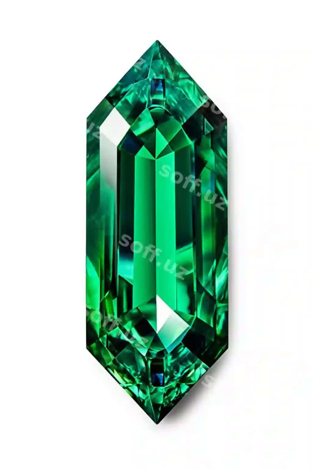 Yaqin rasmda yashil zumrad to'pcha oq yuza generativ sun'iy intellekt | Close up green emerald stone white surface generative ai