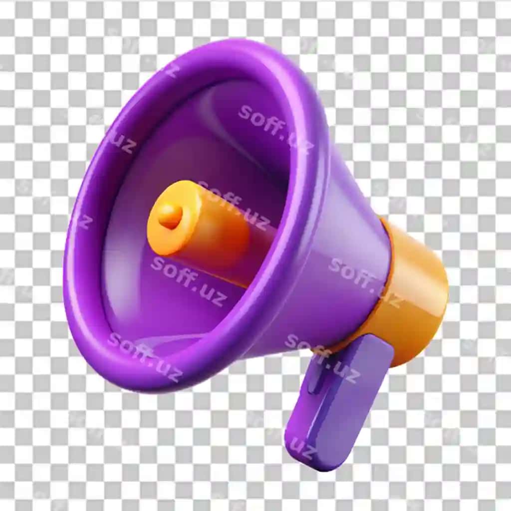 Plastik 3d megafon binafsha vektor illustratsiyasi | Plastic 3d megaphone purple vector illustration