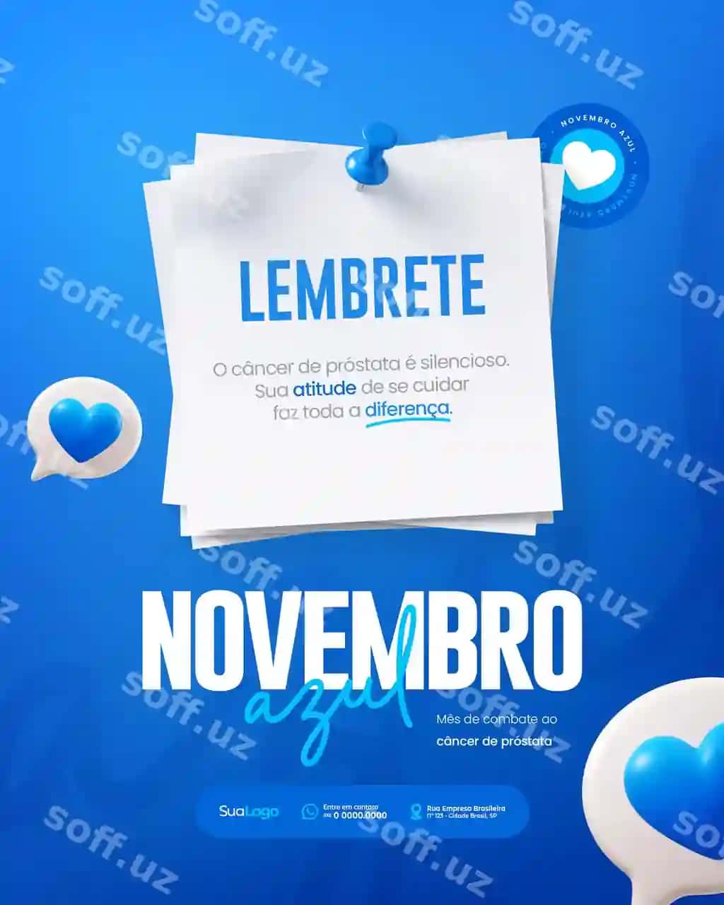 Noyabr ko'k oy prostat rakini bilan tanishish ijtimoiy tarmoqlar uchun shablon | November blue month prostate cancer awareness social media template