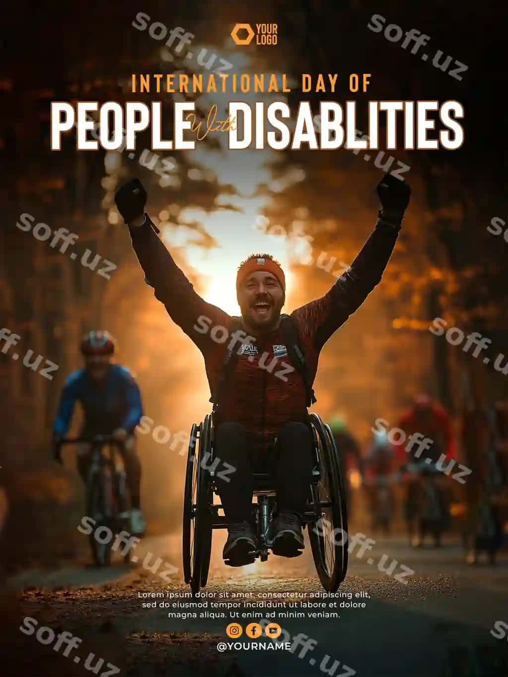Xalqaro bepa insonlar kuni postery shabloni | International day people with disabilities poster template