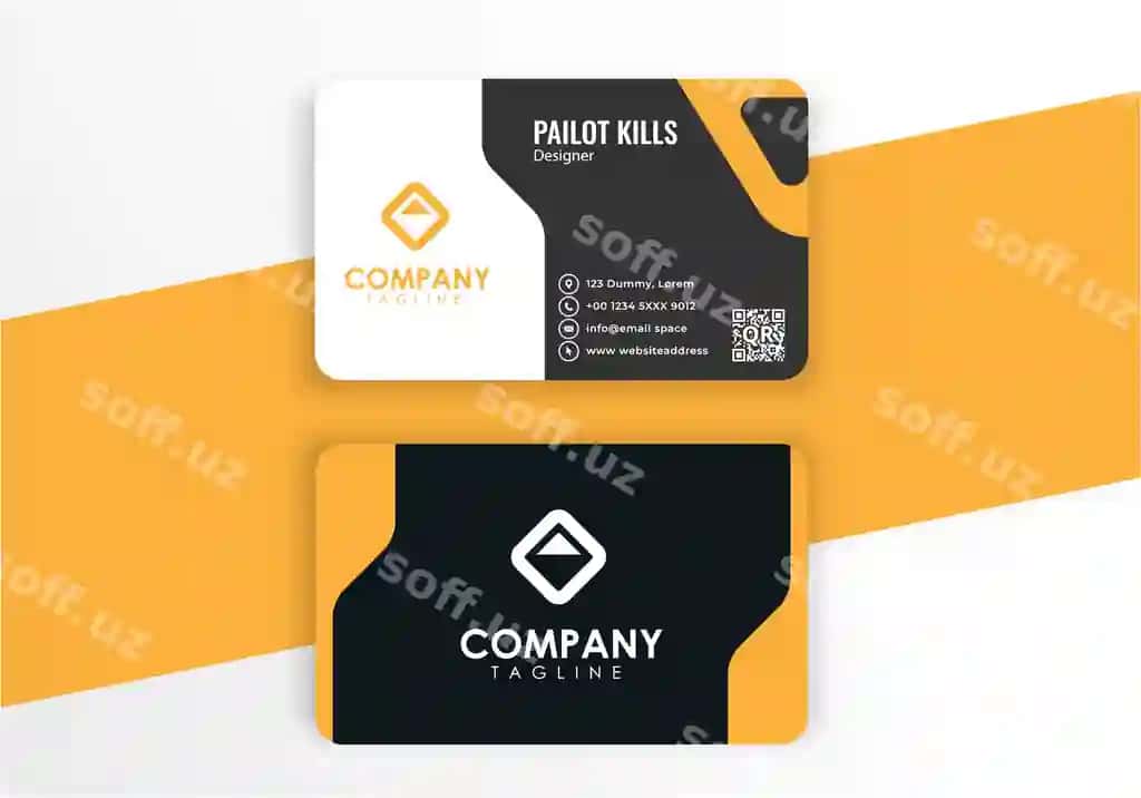 Biznes karta, oddiy, toza, zamonaviy dizaynga ega tashkilot kartasi, mehmondo'stlik kartasi | Business set simple clean modern business card name card visiting
