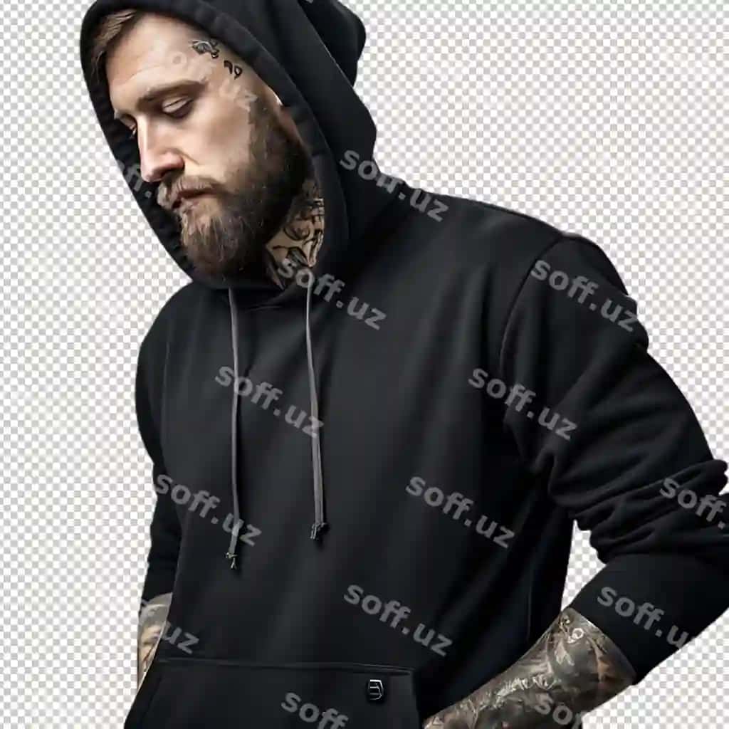 Qora rangli kapyushonli fudbolka | Black colour hoodie