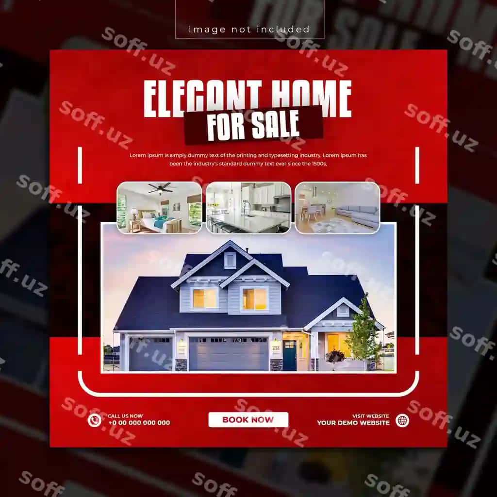 Uy sotish uy-joy ijtimoiy tarmoq post shabloni | Home sale real estate social media post template