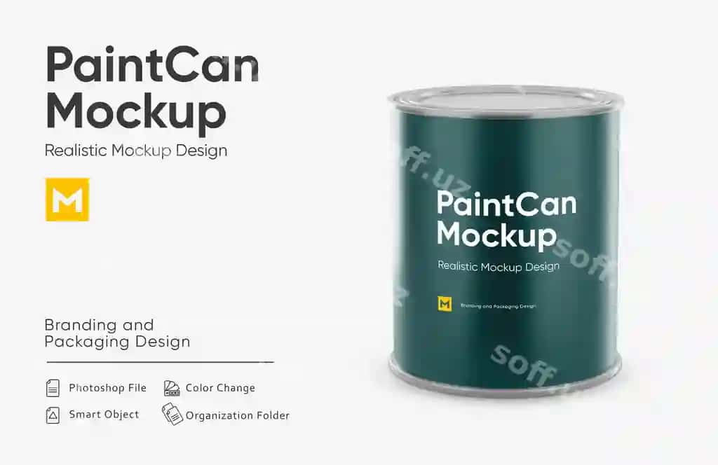 Metalik boyoq qoshiq modeli | Metallic paint can mockup