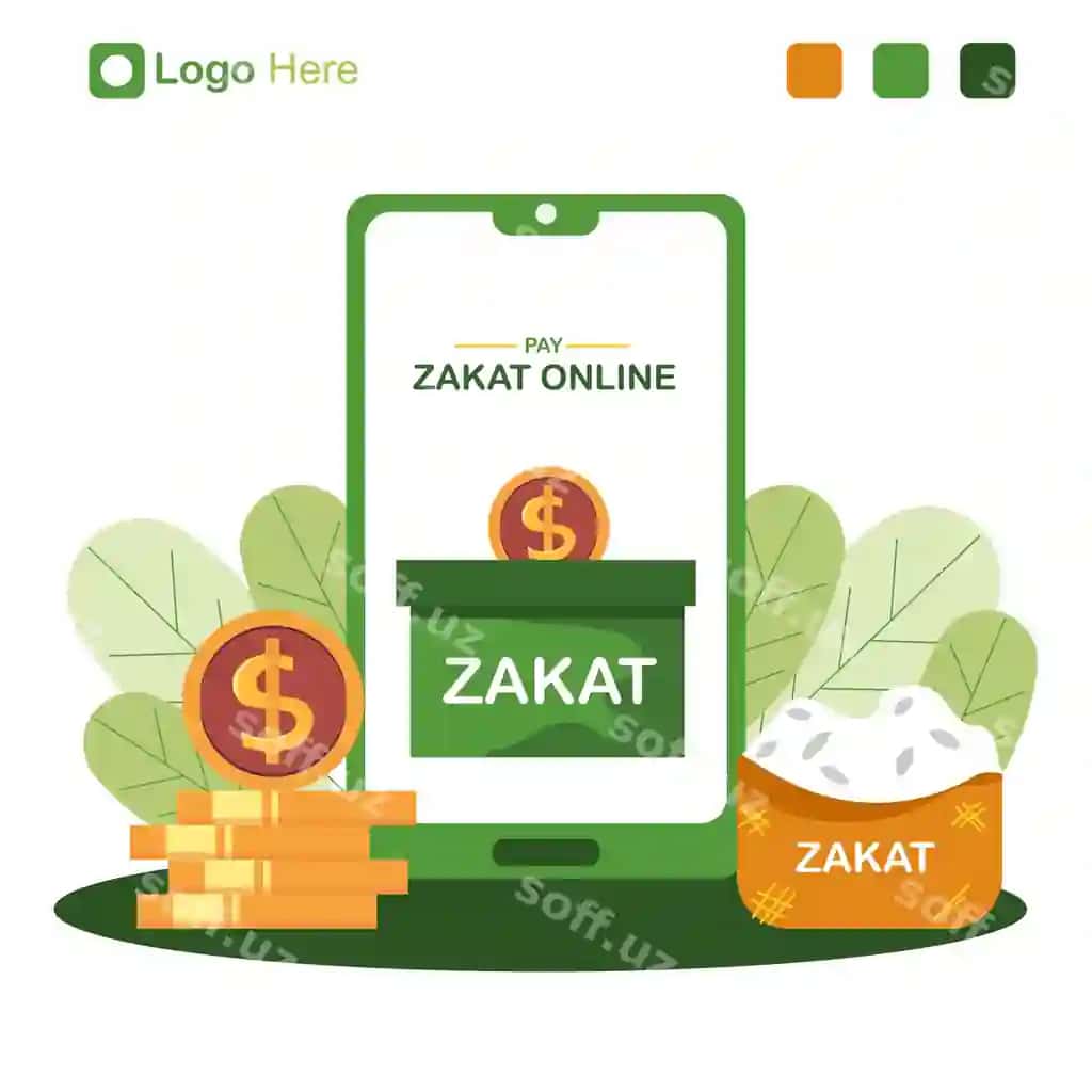 Islomiy Ramazon illustratsiyasi Ramazon zakati haqida har biriga ulush | Islamic ramadan illustration about ramadan zakat share with each