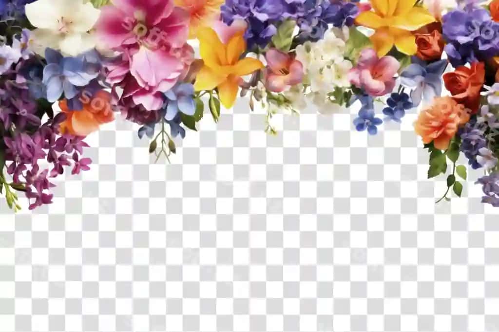 Rangli gulli chegara shaffof orqa fonda | Colorful floral border transparent background