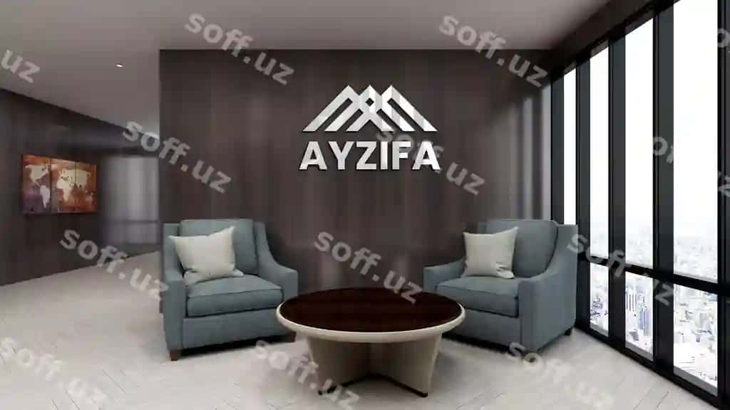 3d logo namuna ofis lobby kutish xonasi | 3d logo mockup office lobby waiting room