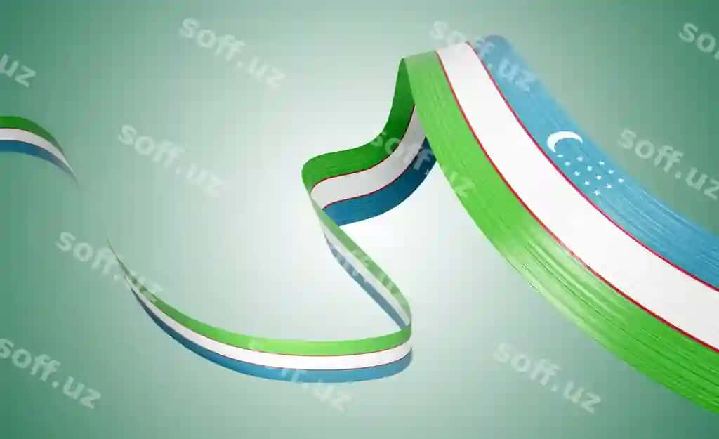 O'zbekiston bayrog'i 3d harakatlanadigan loyi bayrog'i pastel yashil ajraltirilgan fon 3d illustratsiya | 3d flag uzbekistan 3d waving ribbon flag isolated soft pastel green background 3d illustration
