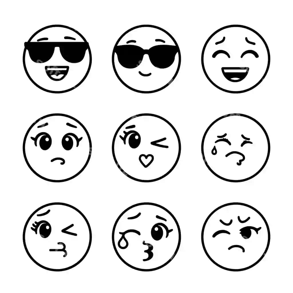 Doodle emoji yuz ikonlar to'plami qo'l bilan chizilgan chizma | Doodle emoji face icon set hand drawn sketch