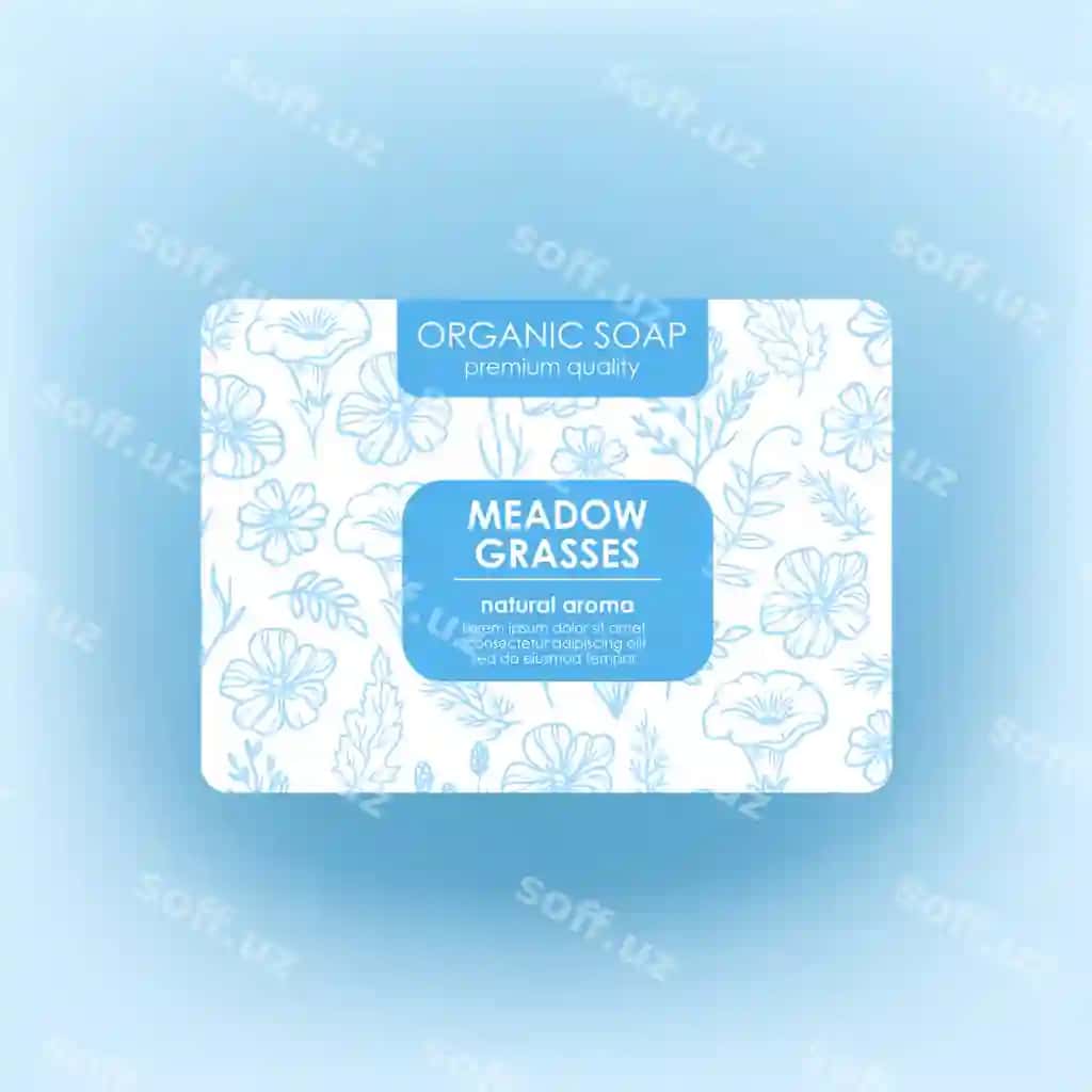 Organik myod belgi paket qadoqlash cholqon o'ti shablon vektor | Organic soap tag pack packaging meadow grass template vector