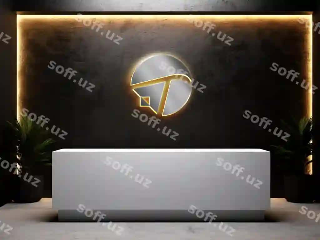 3d yorqinlik logotipi mockup qorong'i ofis qabulxonasi | 3d lighting logo mockup dark office reception