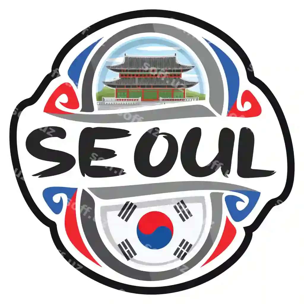 Seoul Janubiy Koreya bayroqi, sayohat sovg'asi stikeri, logotip, badj, marka | Seoul south korea flag travel souvenir sticker logo badge stamp