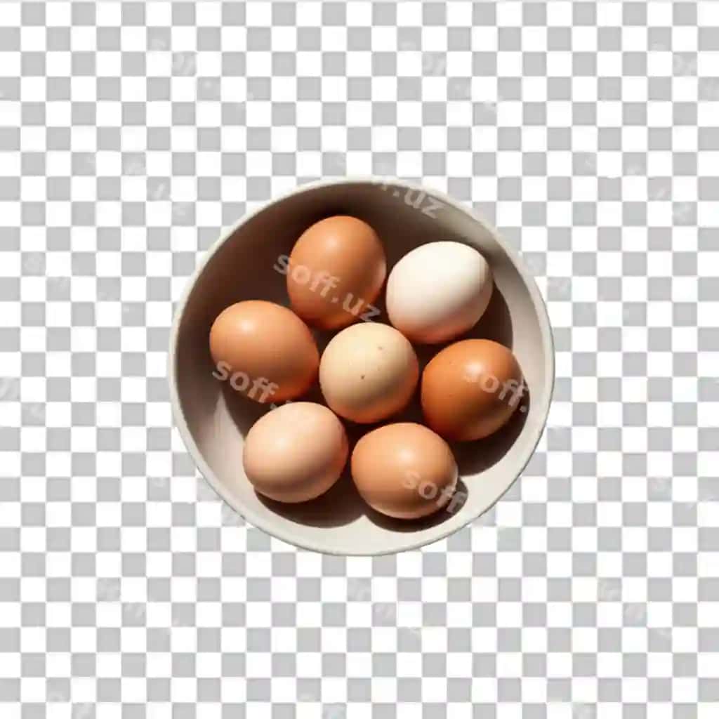 Tuxumlar qovuri shaffof fonda ajraltirilgan tozalangan minimal stilda namoyish etadigan | Eggs bowl isolated transparent background showcasing clean minimalistic