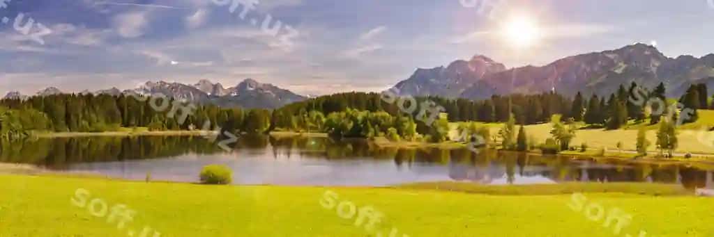 Chiroyli manzara ko'l to'g'ri osmon orqali | Scenic view lake mountains against sky