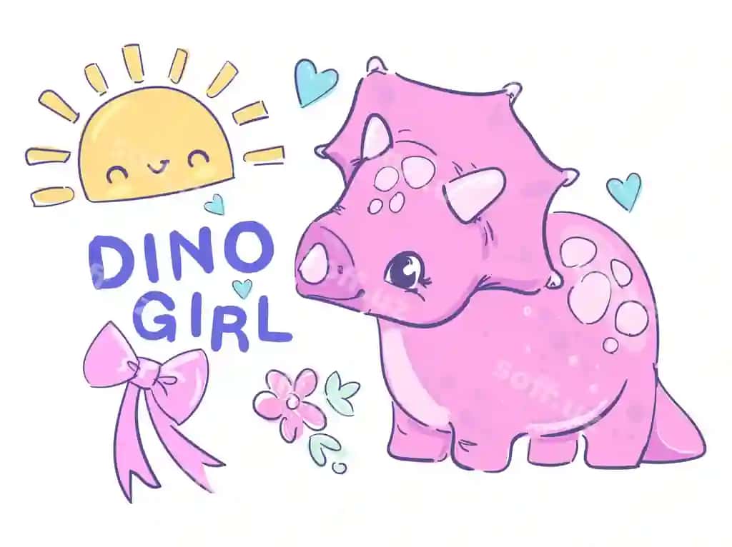 Chiroyli kichik dinosavrlang qiz bolalarning qo'l bilan chizilgan yoz bosmasi futbolkalari | Cute little dinosaur girl hand drawn summer print kids clothes tshirts