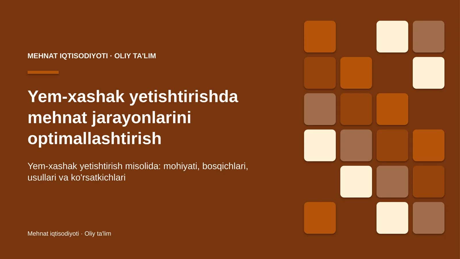 Yem-xashak yetishtirishda mehnat jarayonlarini optimallashtirish