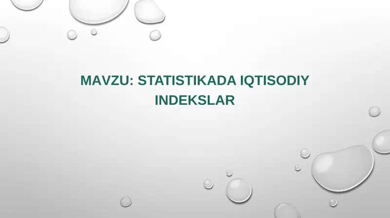 Statistikada iqtisodiy indekslar