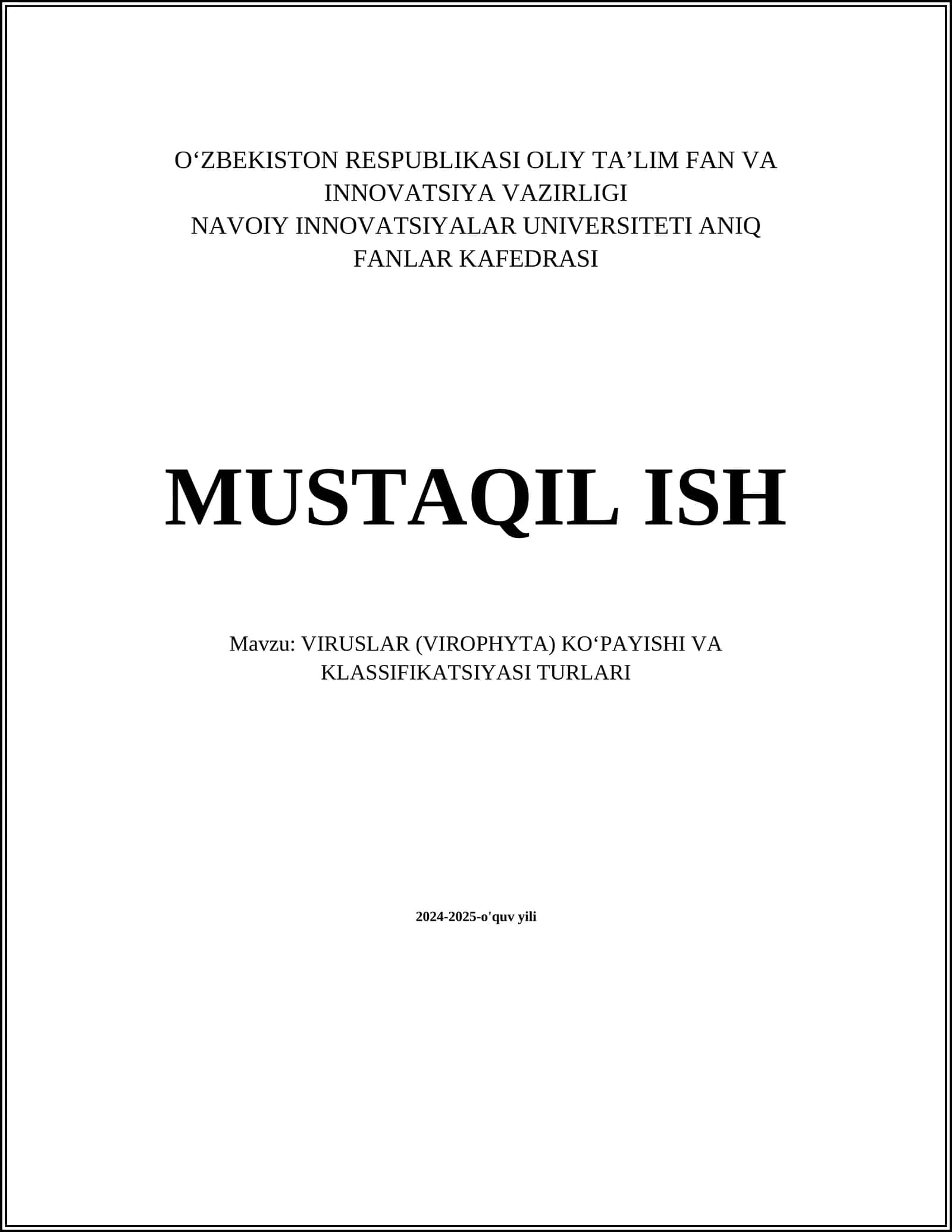 VIRUSLAR (VIROPHYTA) KOʻPAYISHI VA KLASSIFIKATSIYASI TURLARI