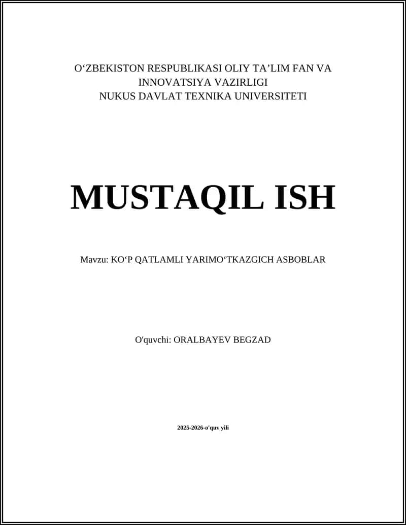 KOʻP QATLAMLI YARIMOʻTKAZGICH ASBOBLAR