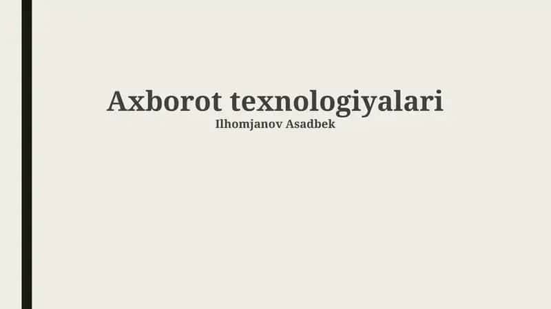 Axborot texnologiyalari