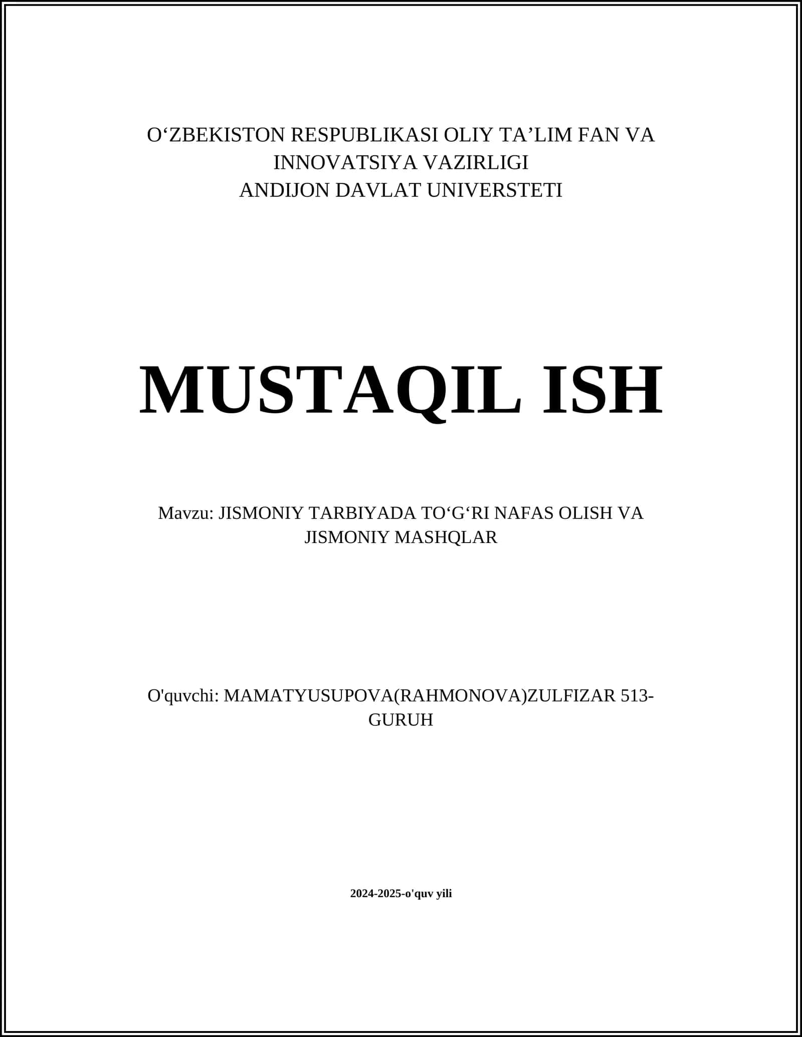 To'g'ri nafas olish texnikasi