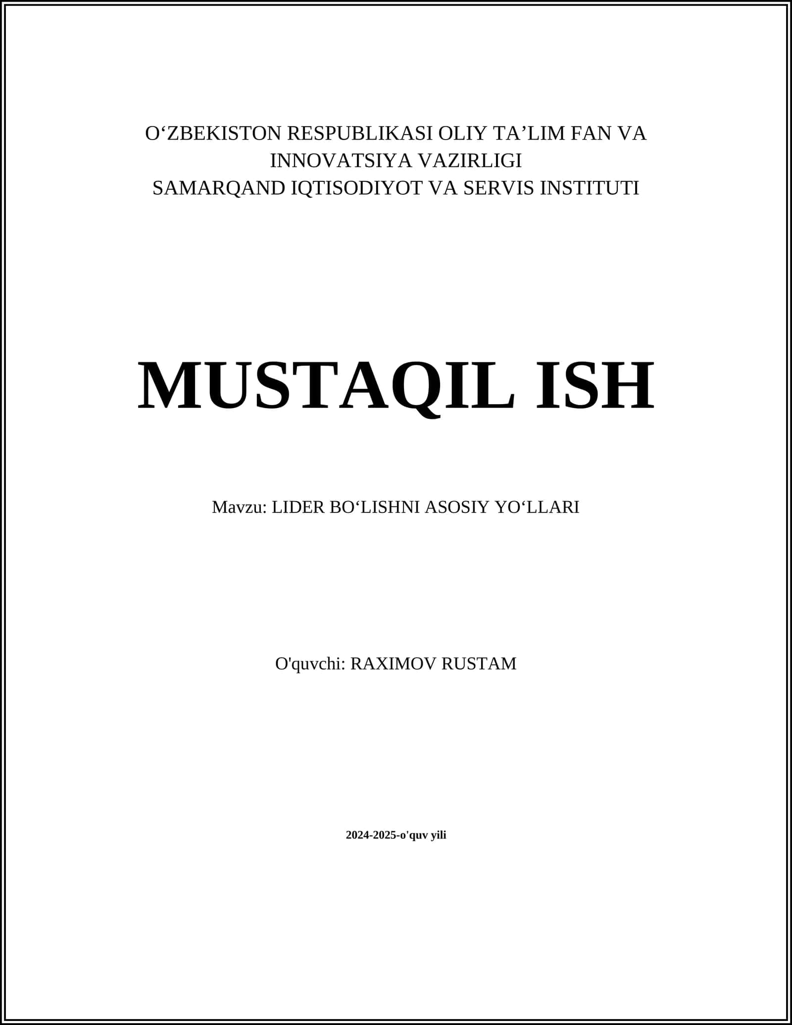 Rahbarlik qobiliyatlarini rivojlantirish