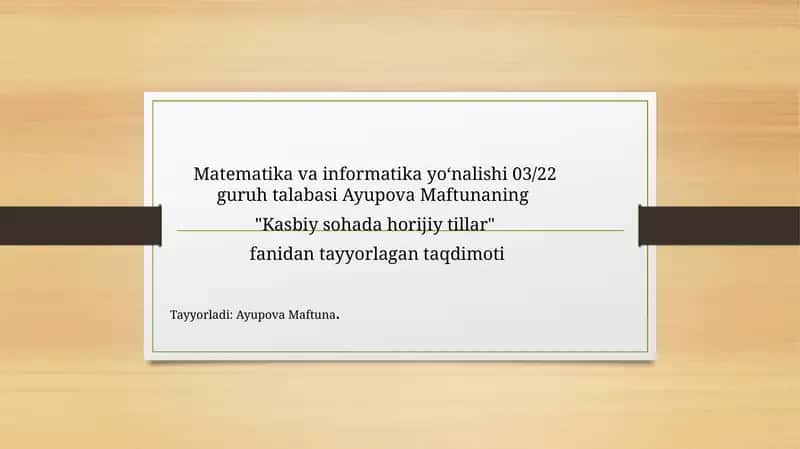 Matematika va Informatika yo'nalishi