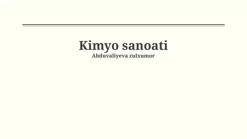 Kimyo sanoati