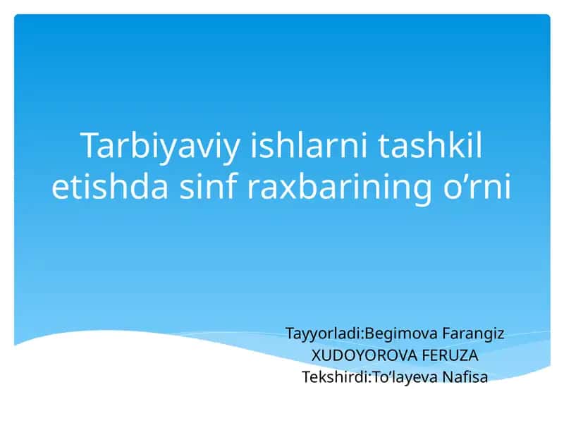 Tarbiyaviy ishlar