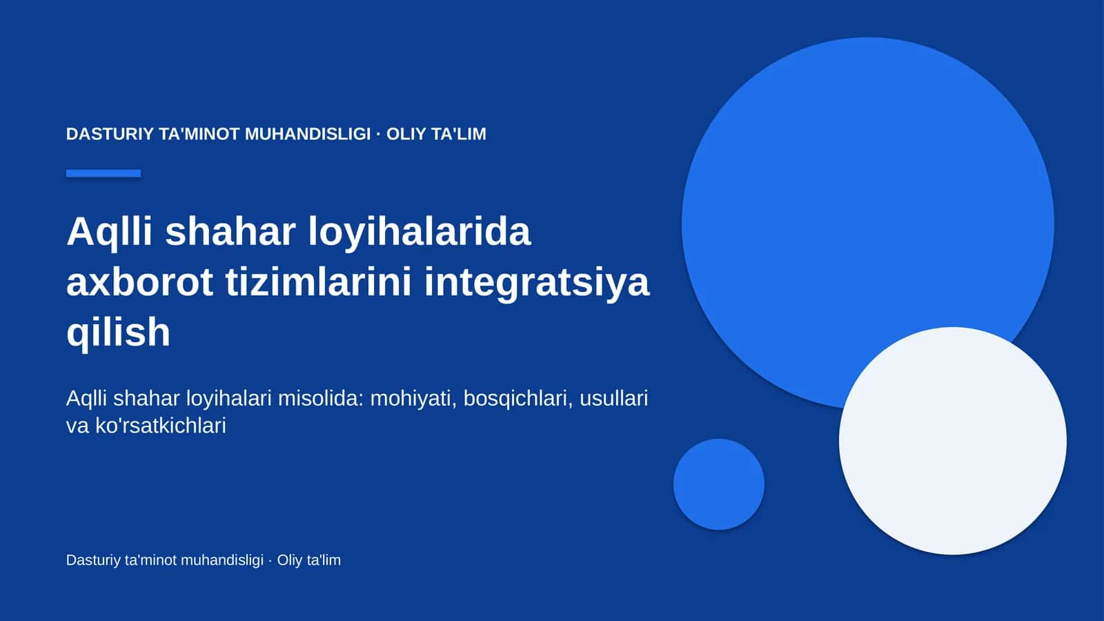 DASTURIY TA'MINOT MUHANDISLIGI · OLIY TA'LIM