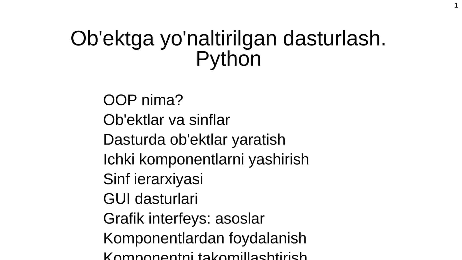 Ob'ektga yo'naltirilgan dasturlash.Python