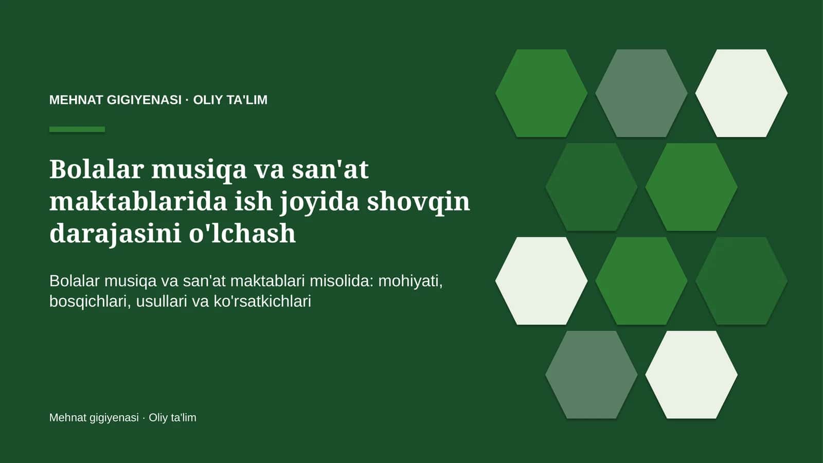 Bolalar musiqa va san'at maktablarida ish joyida shovqin darajasini o'lchash