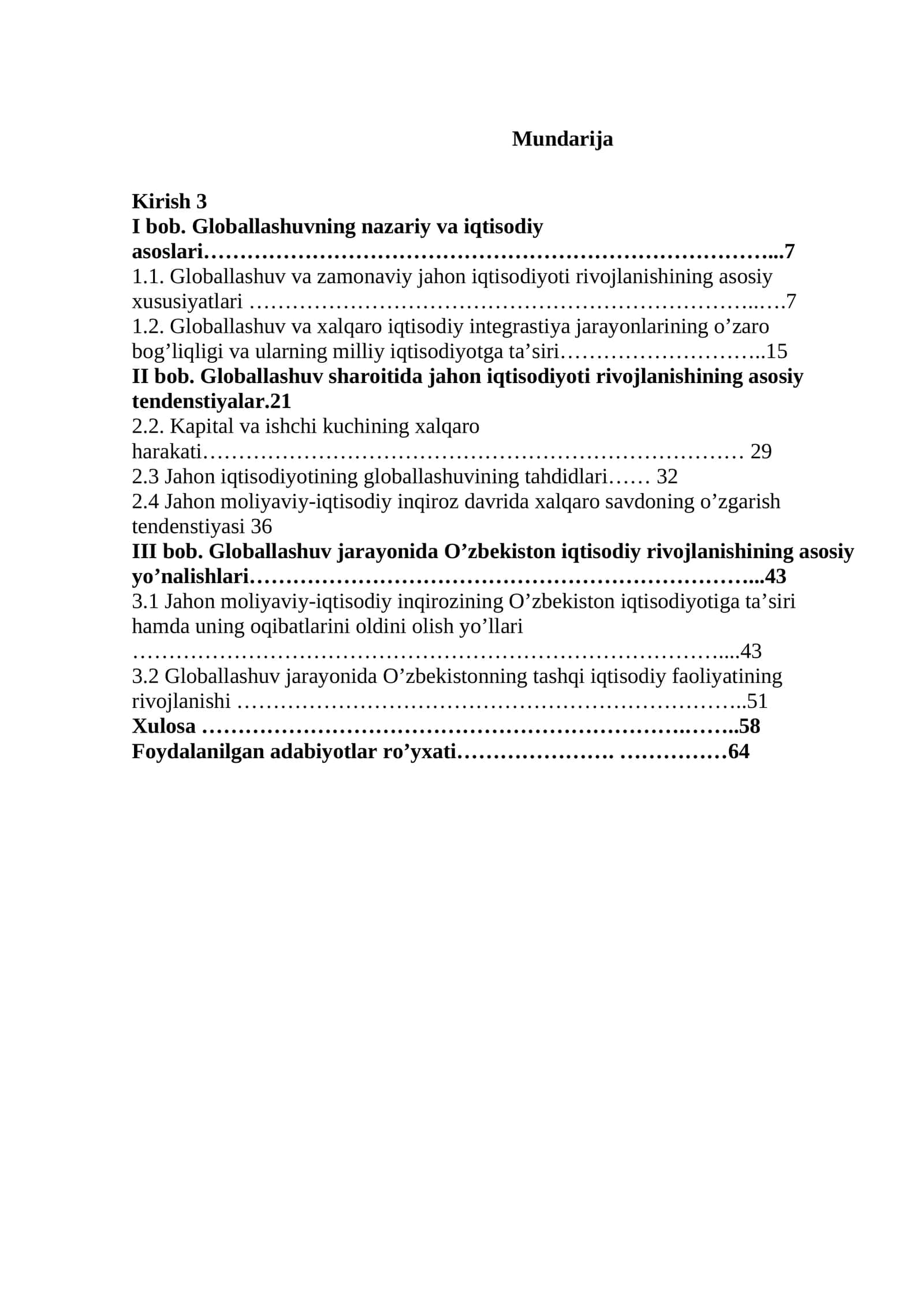 Globallashuv va xalqaro iqtisodiy integrastiya jarayonlarining o’zaro bog’liqligi va ularning milliy iqtisodiyotga ta’siri